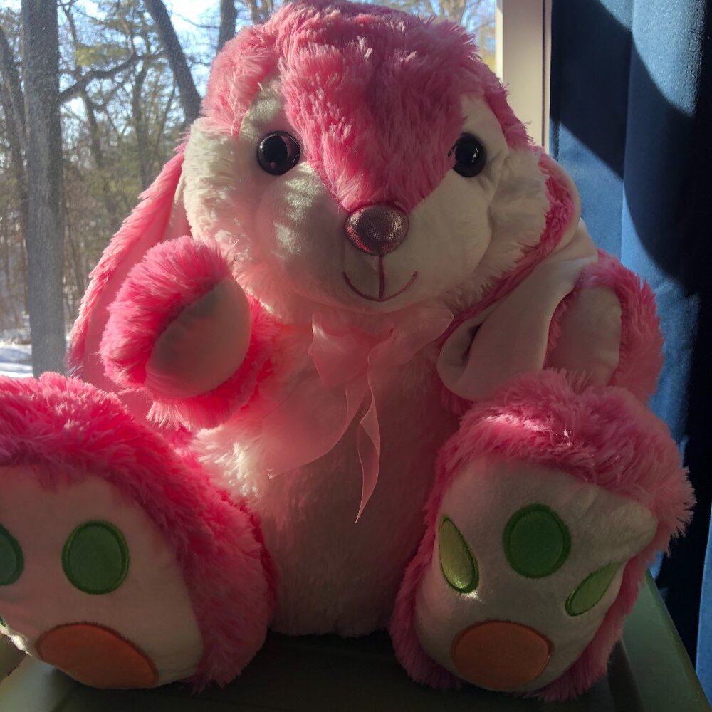 15-inch Big Footed Bunny; Like New; No Tag; Pink; Fluffy; Easter; Squishy; Cute